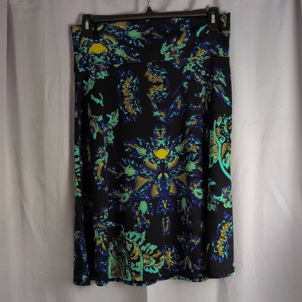 LuLaRoe Black and Blue‎ Midi A-Line Skirt for Night Out